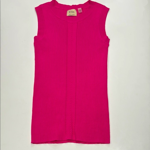 Elie Tahari Bright Pink Sleeveless Sweater Ribbed Soft Fitted NWOT S - Picture 1 of 11